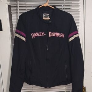Authentic Harley-Davidson Black and Pink Bomber Jacket
